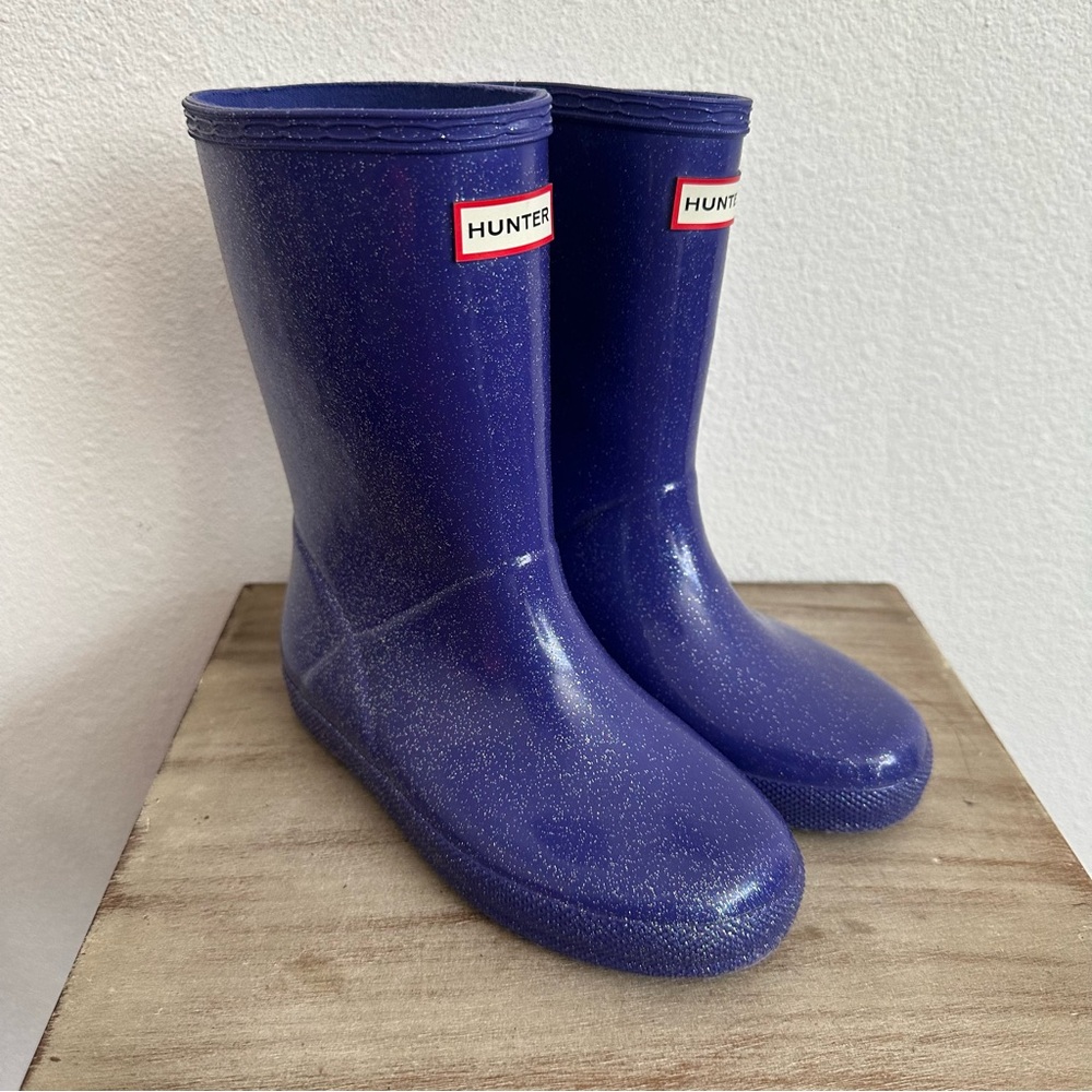 Hunter Boots Kids Purple Glitter Rain Boots